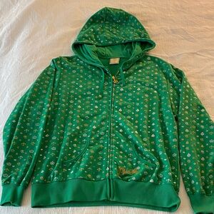 Vibrant Green Crown Pattern Hoodie